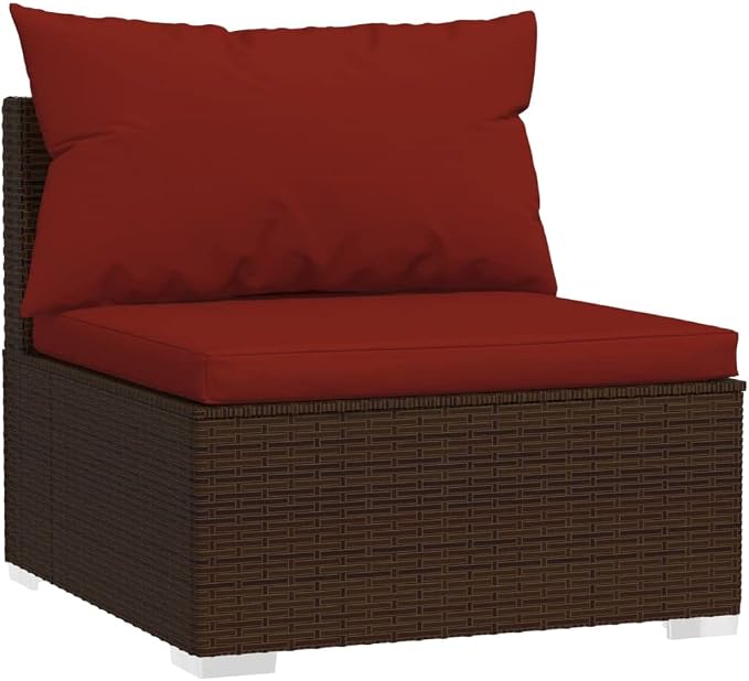 Patio Lounge Set with Cushions,Outdoor Table and Chairs Set,Terrace Conversation Set Furniture,Outdoor Furniture,for Garden,Backyard,6 Piece Poly Rattan Brown