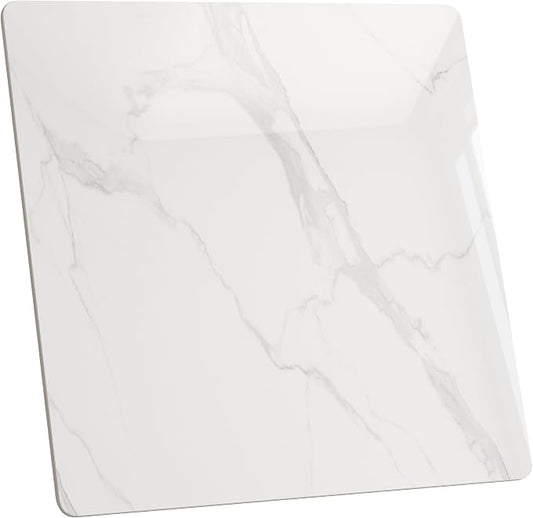 Square Table Top, 19.6” White Sintered Stone Tabletop, DIY Replacement & Cover Marble Desktop, Scratch & Wear Resistant, Suitable for Indoor & Outdoor