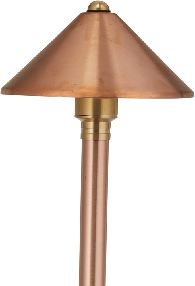 VOLT Conehead 12V Copper Path Light & 3W 2700K G4 LED Bulb | 12-Foot Diameter Illumination, 300 Lumens, Warm White Light, Low Voltage, Ideal for Pathway Walkway Garden Driveway or Patio