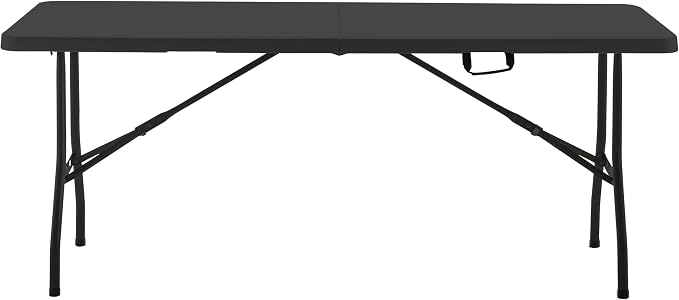 BTEXPERT Set of 10, Fold-in-Half Folding Utility Table 6 Feet 72" x 29.5" Lightweight Portable Carrying Handle Indoor Outdoor Picnic Camping Office Home Party Wedding Event Black