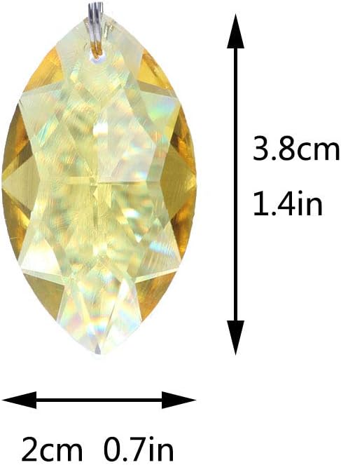 12 Pcs 38mm Multi-Color Crystal Horse Eye Prism Suncatcher Decor | Multi-Color Feng Shui Faceted Crystal Horse Eye Prism Suncatcher Pendant Set of 12 for Chandelier Window Garden Wedding Decor