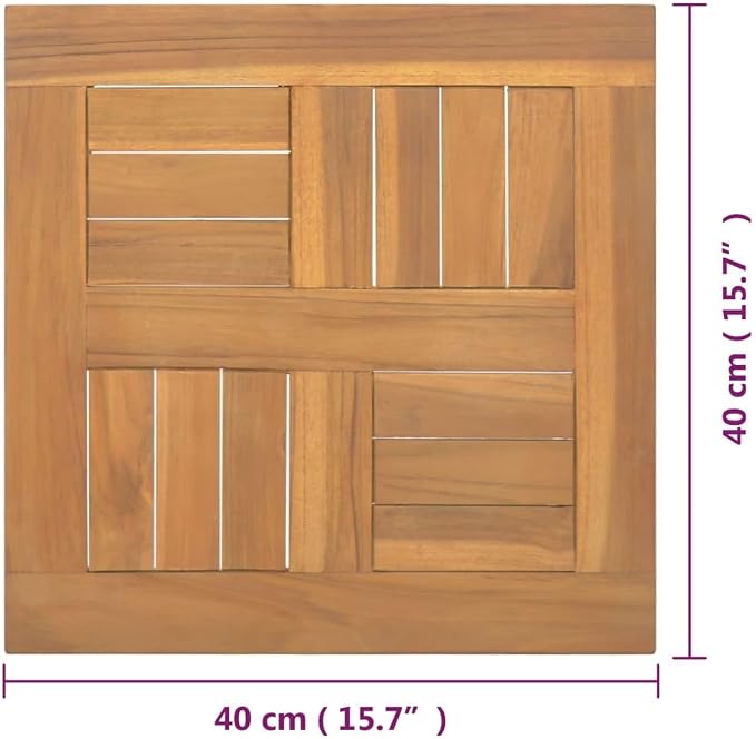 Square Table Top Solid Teak Wood, Replacement Table Top, Wooden Desk Top for Outdoor, Home, 15.7"x15.7"x1"