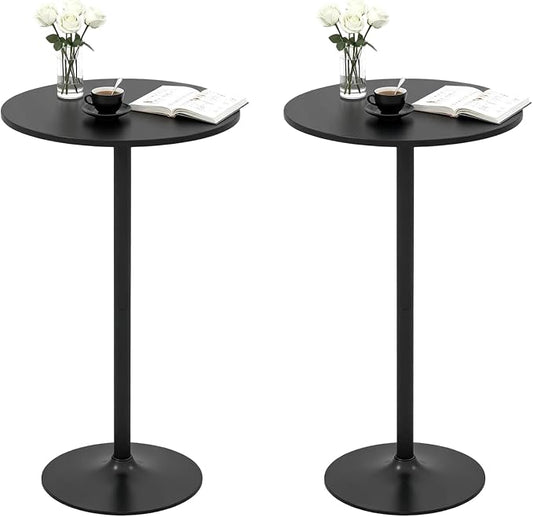 ERGOMASTER Two-in-one Adjustable Height Bar Tables, 24-inch Round Cocktail Table with Sturdy Metal Base, 40"/22" Two Convertible Height High Top Pub Table for Home Bar, Restaurant Bistro (2, Black)
