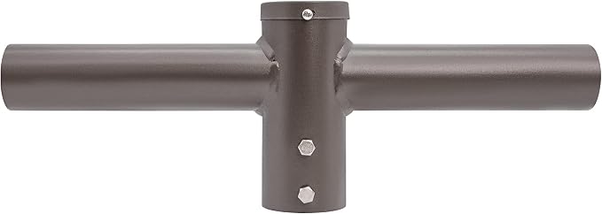 180 Degree Double Bullhorn Mounting Bracket for 2 Lighting Fixtures, Bronze Steel Pole Mount Bracket for Outdoor Shoebox, Parking Lot, Street Light Fixtures
