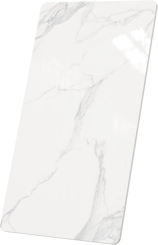 Rectangle Table Top,43.3 ”x 23.6 ” White Sintered Stone Tabletop, DIY Replacement & Cover Marble Desktop, Scratch & Wear Resistant, Easy to Clean, Suitable for Indoor & Outdoor.