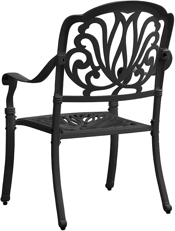 5 Piece Bistro Set Cast Aluminum Black | Weather-Proof, Umbrella Hole, Patio Dining, Sturdy and Durable