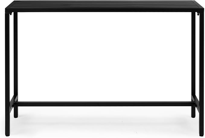 Bar Table,55" Outdoor Bar Table with Adjustable Feet, Rectangle Narrow Counter Height Tables, Ideal Bar Height Table Rectangular Pub Table for Balcony Patio Garden Yard Poolside, Black