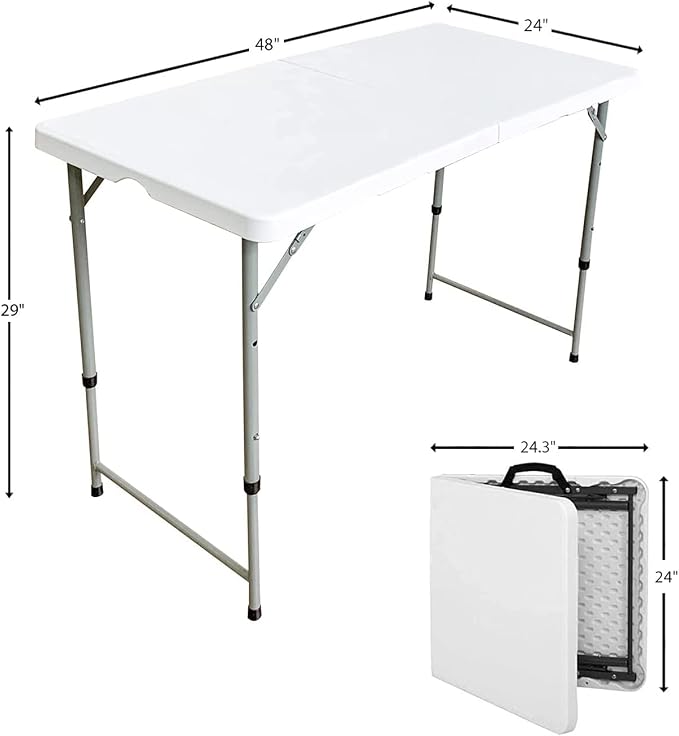 4ft Bi-Fold Folding Table Portable Plastic Indoor Outdoor Picnic Party Dining Camp Tables (4ft, 6ft, 8ft)