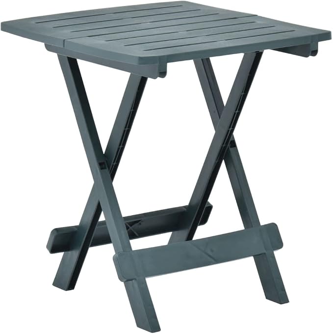 Folding Garden Table, Green Plastic Square Side Table for Outdoor Patio and Balcony, Portable Small Picnic Table for Camping and Terrace, 17.7 x 16.9 x 19.7 Inches
