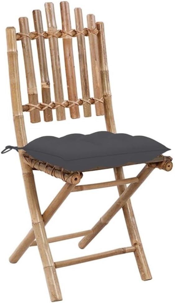 Afuera Living Contemporary Outdoor Collapsible Bamboo Dining Set, Rustic Finish, Weather-Resistant 5-Piece with Cushioned Folding Chairs, 16.5 x 19.7 x 36.2 in, Garden, Patio, or Balcony Dining