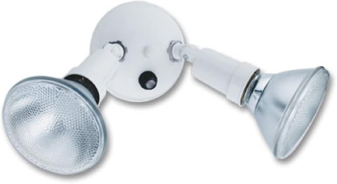 Lithonia Lighting Dusk-to-Dawn Twin Par Outdoor Flood Light Holder, White | Adjustable Security Light, Photocell Sensor, 120 Volts, Uses 2 Lamps Up to 150W (Not Included) (OFTH 300PR 120 P WH M12)