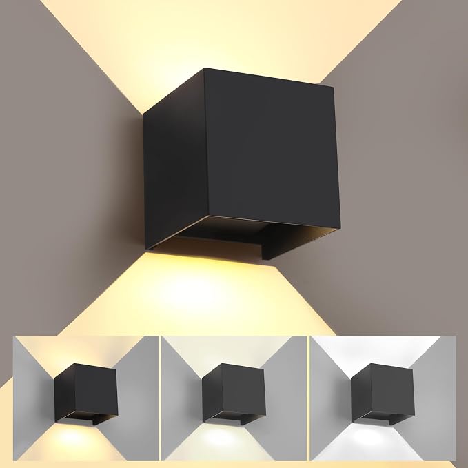 20W 3CCT Adjustable Up and Down LED Wall Sconce | Black IP65 waterproof ETL certified 1300LM Exterior/Interior Lighting Fixtures for porches & patios