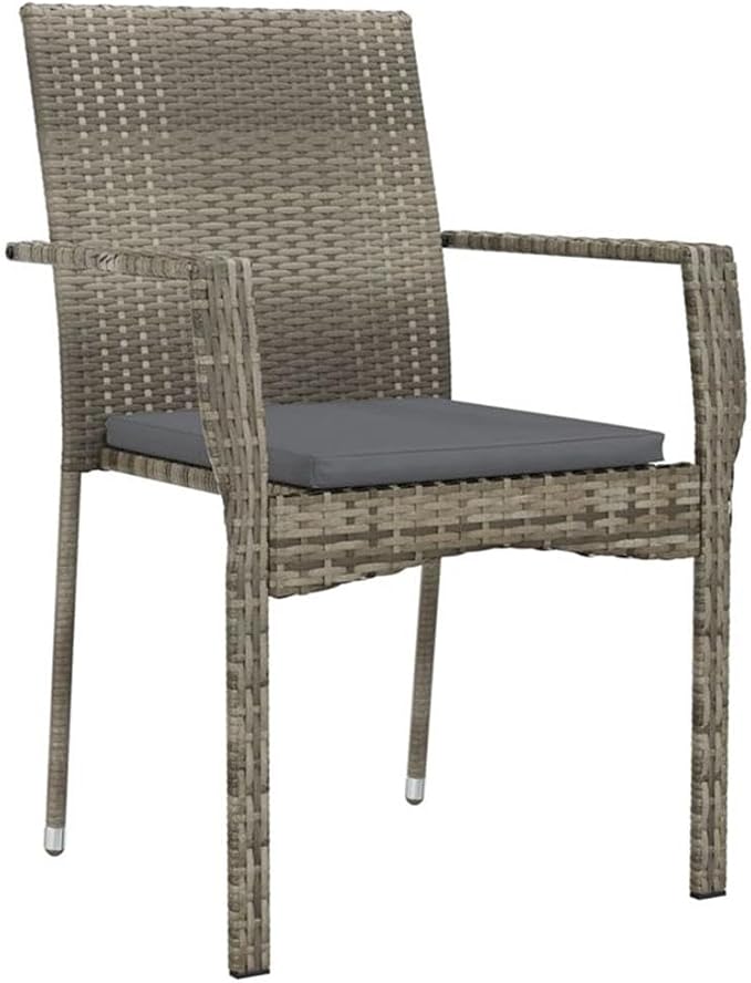 Afuera Living 5-Piece Garden Dining Set, Black and Gray PE Rattan, Powder-Coated Steel Frame, Rectangular Table and 4 Chairs with Cushions, Modern Style Outdoor Patio Furniture for Backyard or Terrace