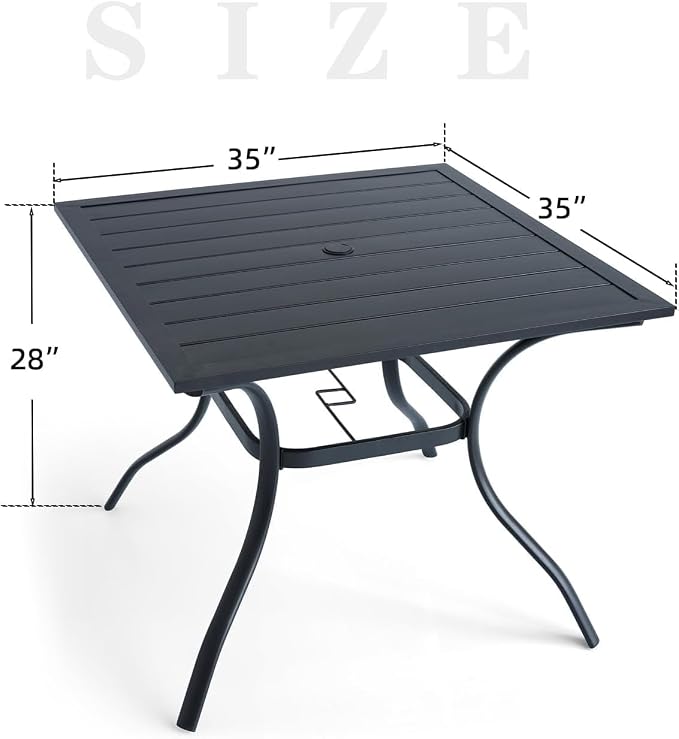 Outdoor Patio Furniture Set,4 Piece Stackable Patio Chairs and 35" Steel Dining Table with 1.6" Umbrella Hole,Suitable for All-Weather