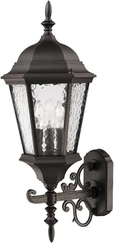 Livex Lighting 7561-14 Outdoor Wall Lantern, Black | Dimensions: 23.5" x 9.5"; Clear Beveled Glass Shades