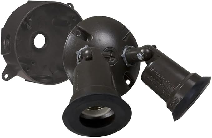 Hubbell LT233Z Bell Traditional Outdoor Flood Light Kit, Bronze | Die-Cast Metal Construction, Powder Coat Finish, UL Listed, NEC Compliant, Includes Round Box, Mounting Hardware Included