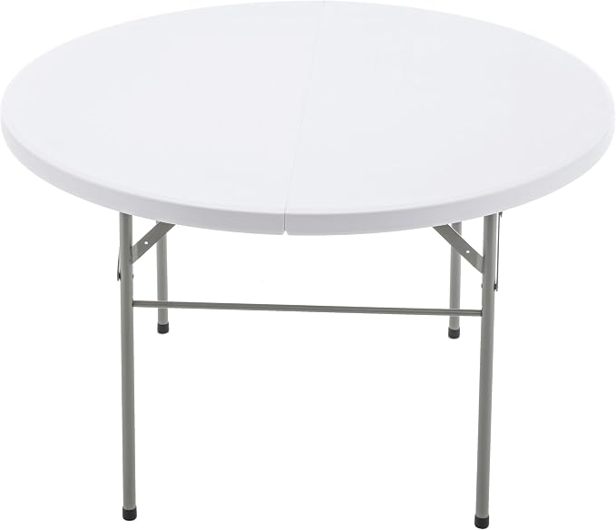 BTEXPERT Set of 2 White 4 Ft 48inch Round Plastic Folding Table Commercial Portable for Banquet Dining Wedding Party Events Home Kitchen Patio Backyard Indoor Outdoor