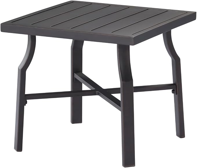 Patio Side Table, Aluminum Outdoor Pool Side Table with Adjustable Feet, Rust-Proof Square Patio End Table, Durable Outdoor End Tables Furniture for Poolside, Beach, Deck, Gunmetal
