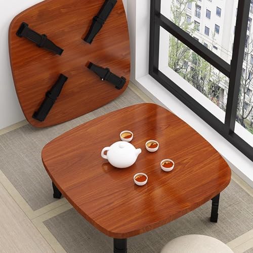Space-Saving Japanese Folding Low Table, Wooden Floor Desk for Bedroom & Outdoor, Ideal for Tea Room, 31.5 x 31.5 inches, Compact & Stylish Design