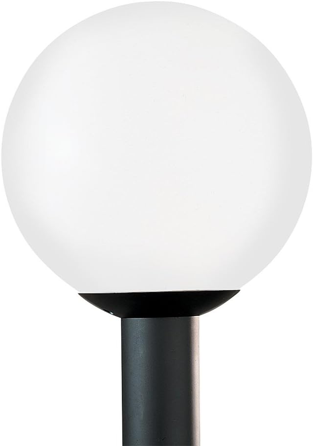 Generation Lighting Outdoor Globe 1-Light Post Lantern in White Plastic | Wet-Rated Polycarbonate Lantern with Acrylic Diffuser, White Lanterns, Coach Lights, or Patio Lamp for Walkway Decor