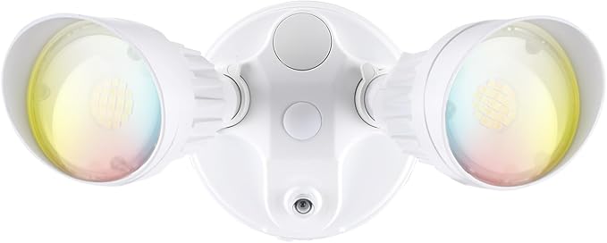 LEONLITE 3CCT Dusk to Dawn LED Security Lights with Photocell, White | Adjustable Dual-Head Flood Light Outdoor, 3000K/4000K/5000K Selectable, 25W(200W Equiv.), Wet Location, Aluminum, ETL Listed