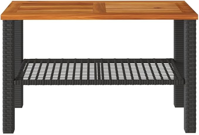 Patio Table & Pool Side Table Black PE Rattan Picnic Table Outdoor Table for Patio Garden Backyard 27.6 x 15 x 16.5 in