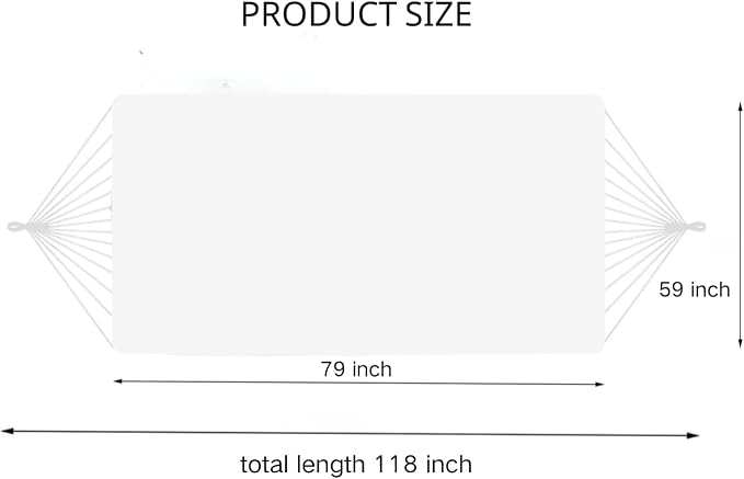 Double Mayan Handwoven Cotton Rope Hammock for Outdoor Indoor Patio Backyard, 79x59 Inch Bed, 480 lbs Capacity, 2 Person (White and tan)