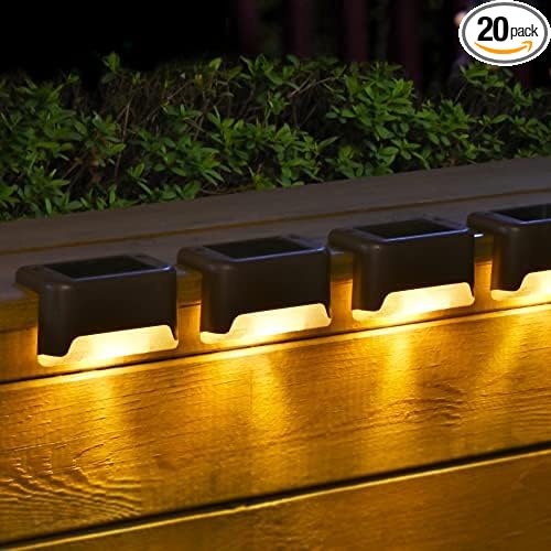 SOLPEX Solar Deck Lights Outdoor 20 Pack,Step Light Waterproof,Warm White | Led Solar lights for Outdoor Stairs, Step , Fence, Yard, Patio and Pathway