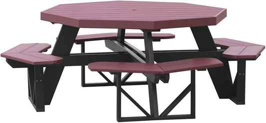 Furniture Barn USA Poly Lumber Octagon Picnic Table, Cherrywood & Black