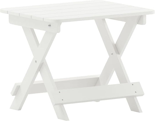 Flash Furniture Halifax Outdoor Folding Side Table, Portable All-Weather HDPE Adirondack Side Table, White