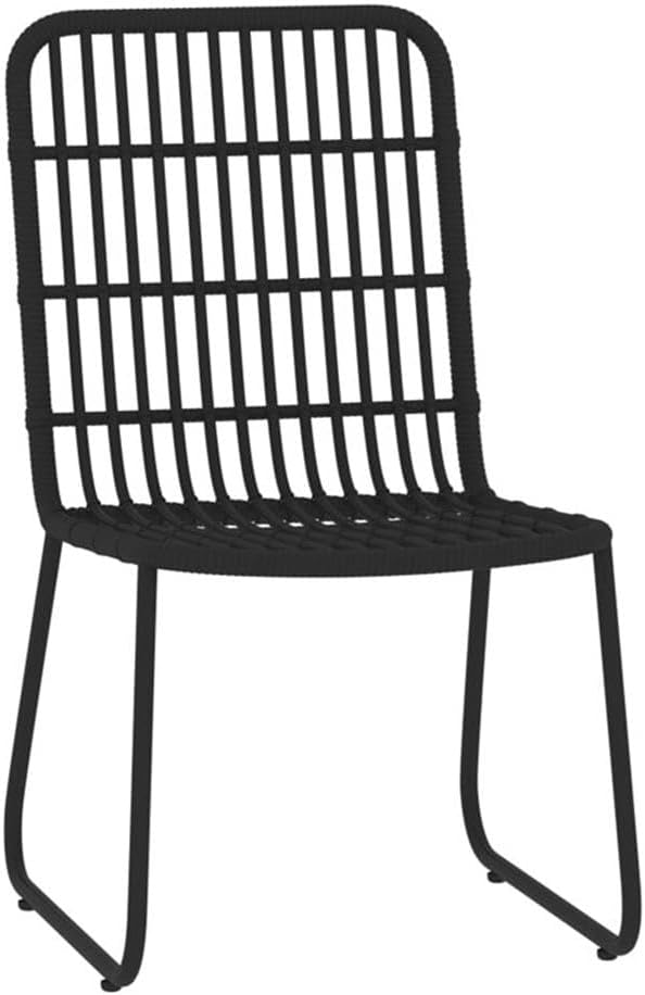 BOWERY HILL Contemporary 5 Piece Dining Set, Powder-Coated Steel Frame, Black Finish, Poly Rattan Accents, 55.1 in Table, UV-Resistant Materials, Lightweight Design, Outdoor Patio Garden Furniture