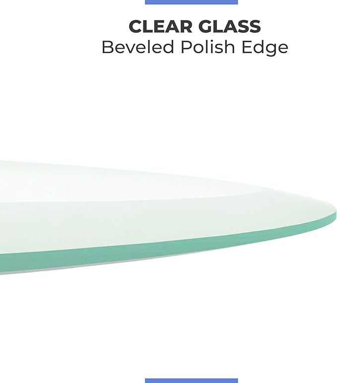 36" Inch Round Glass Table Top 1/4" Thick Tempered Beveled Edge by Fab Glass and Mirror