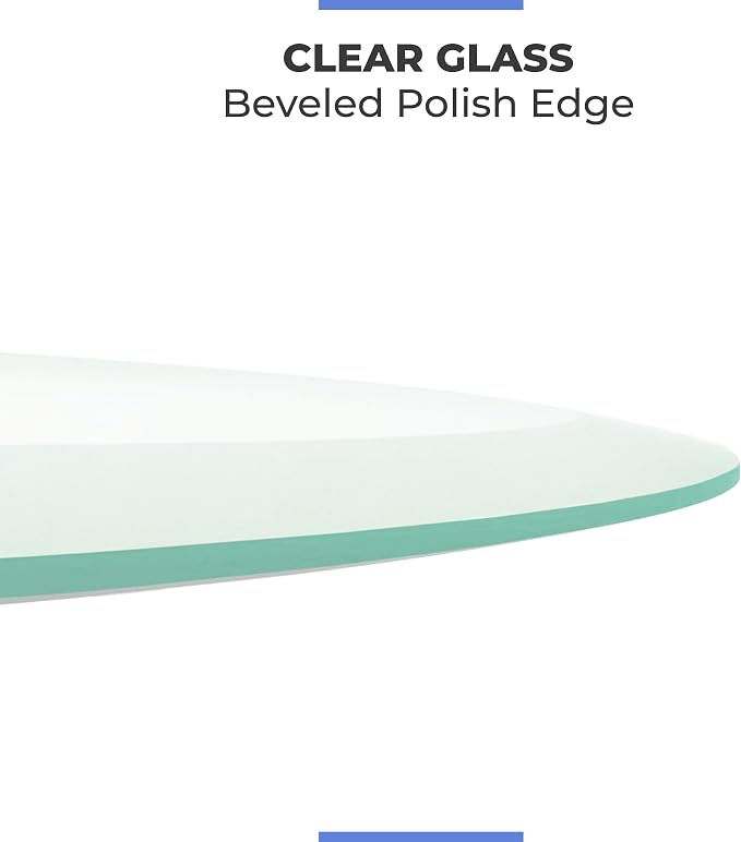 26 Inch Round Clear Tempered Glass Table Top with 1/2" Thick Polished Edges for Dining, Coffee Table, or Office Use by Fab Glass and Mirror