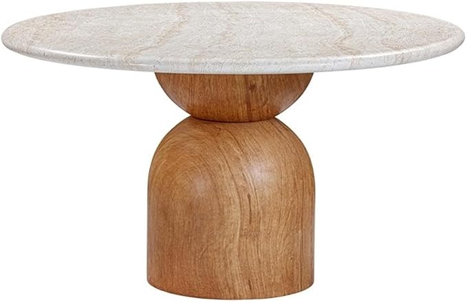 Pemberly Row Travertine Concrete Indoor/Outdoor 54" Round Dining Table