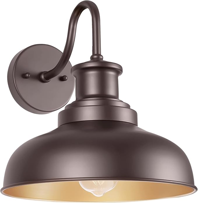 Outdoor Barn Light Outdoor Wall Sconce Farmhouse Exterior Wall Mount Light Vintage Wall Lighting Fixture Industrial Bronze Lantern for Porch, Entryway, Garage, 1 Pack, RZ007 ORB