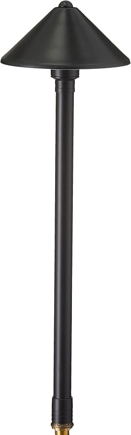 VOLT Conehead 12V Black Brass Path Light & 3W 2700K G4 LED Bulb | 12-Foot Diameter Illumination, 300 Lumens, Warm White Light, Low Voltage, Ideal for Pathway Walkway Garden Driveway or Patio