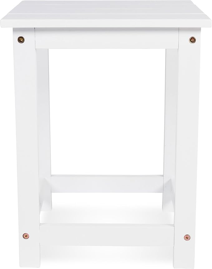 Shine Company Modern Acacia Wood Side Table, Indoor Outdoor Adirondack End Table, White