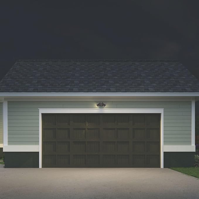 Lithonia Lighting HomeGuard 2-Light LED Outdoor Flood Lights, Dusk to Dawn | Dark Bronze Outdoor LED Lights, Adjustable Lumens, 4000K Cool White, Round Heads (HGX LED 2RH ALO 40K 120 PE DDB)