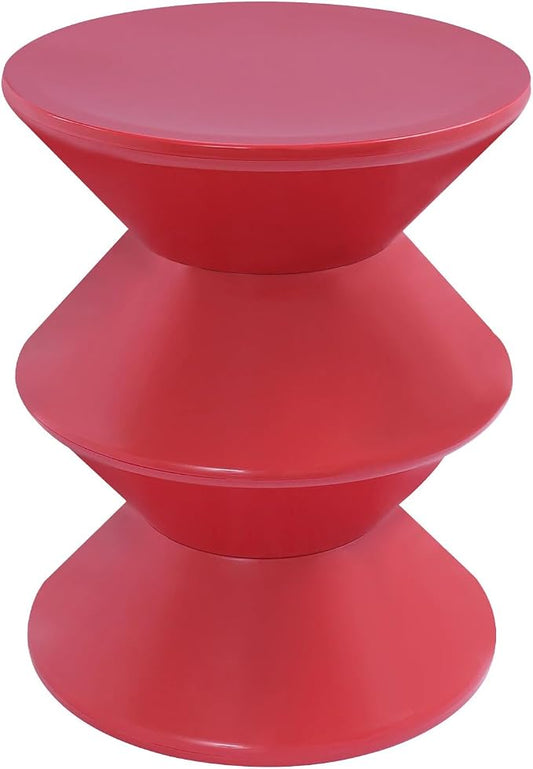 Funky Side Table Trendy Side Table Funky Sofa Stool Small Night Stand for Couch Sofa, White Outdoor Side Tables Boho Decor End Table for Coffee Patio (Red)