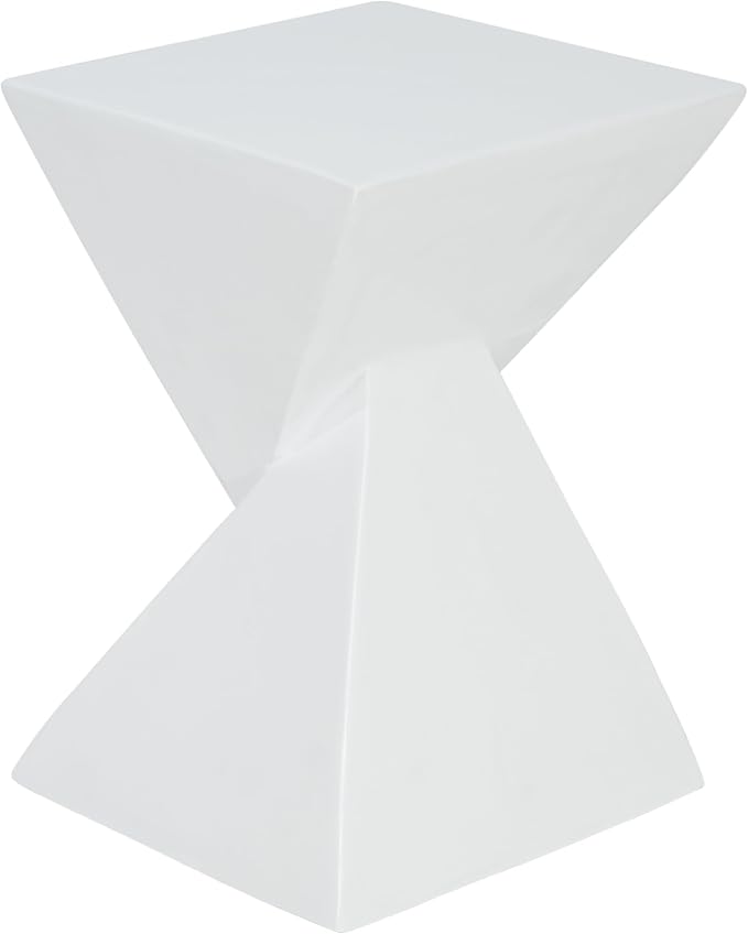 Christopher Knight Home Ginues Lightweight Concrete Square Coffee Table, Indoor and Outdoor Side Table for Living Room, MGO Small Side Table, Two-Tone Design, No Assembly Needed, White