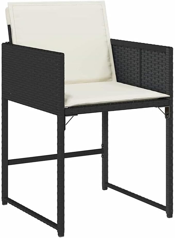 Afuera Living 5 Piece Patio Dining Set, Poly Rattan with Cushions, Black Finish, Tempered Glass Table, Lightweight Durable Design, Seating for 4, Modern Outdoor Furniture for Garden, Patio, Terrace