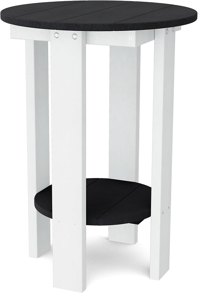 Wildridge Heritage Balcony Table, Black and White - Outdoor Weather Resistant Recycled Plastic Furniture for Patio
