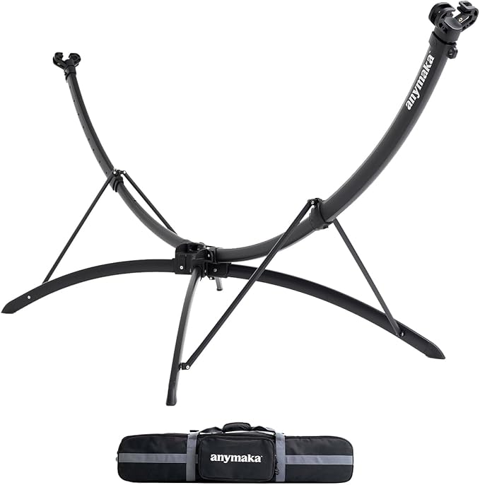 anymaka Set Up in 3 Seconds Adjustable Portable Aluminum Alloy Hammock Stand for Outside with Chair Mode & Lounge Mode up to 105'' (Hammock Stand Black)