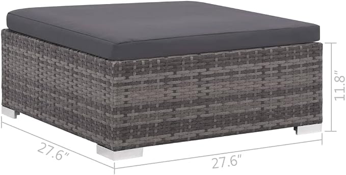 vidaXL Patio Furniture Set 6 Piece, Patio Conversation Set with Cushions, Outdoor Sectional Sofa with Coffee Table for Garden, Poly Rattan Gray