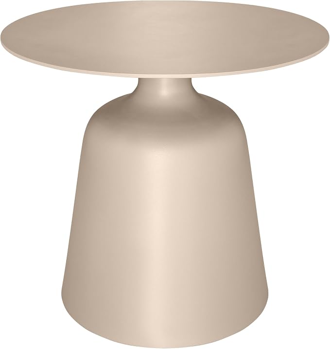 19.5" Round Pedestal Side Table, Stable Bell Base Modern Minimalist End Table, Small Coffee Accent Table for Living Room Bedroom Patio Balcony Indoor Outdoor, Champagne
