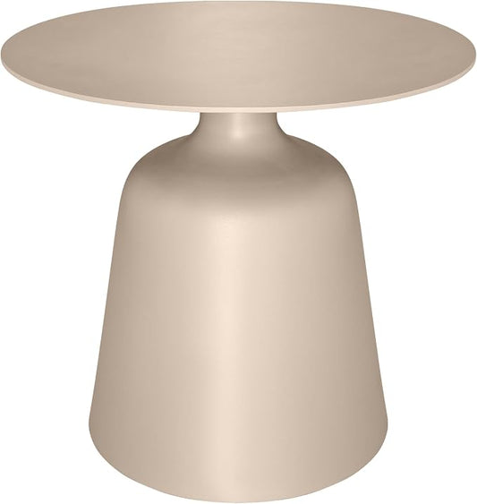 19.5" Round Pedestal Side Table, Stable Bell Base Modern Minimalist End Table, Small Coffee Accent Table for Living Room Bedroom Patio Balcony Indoor Outdoor, Champagne