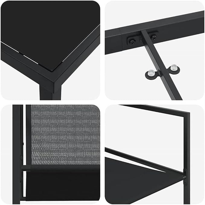 Afuera Living 5 Piece Patio Dining Set, Powder-Coated Steel Frame, Black Finish, UV-Resistant Textilene Seats, Rectangular Table, Modern Minimalist Garden Furniture for Outdoor Terrace or Backyard