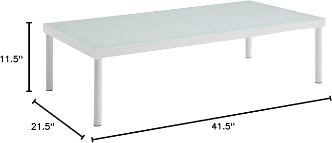Modway EEI-2605-WHI Harmony Patio Aluminum Coffee Table Outdoor Furniture, White