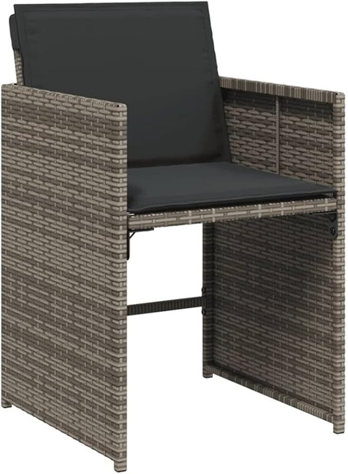 Afuera Living Contemporary Patio Dining Set, 10-Seater, Foldable PE Rattan and Solid Acacia Wood, Gray Finish, Cushioned Chairs, Powder-Coated, Space-Saving Design for Garden, Terrace, Outdoor