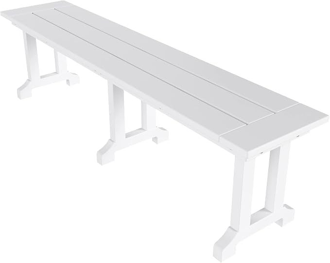 WO Home Furniture Adirondack Patio Dining Chair Table Bench Set of 6 PCS Rectangle Dinner Table Dining Arm-Chairs (White)
